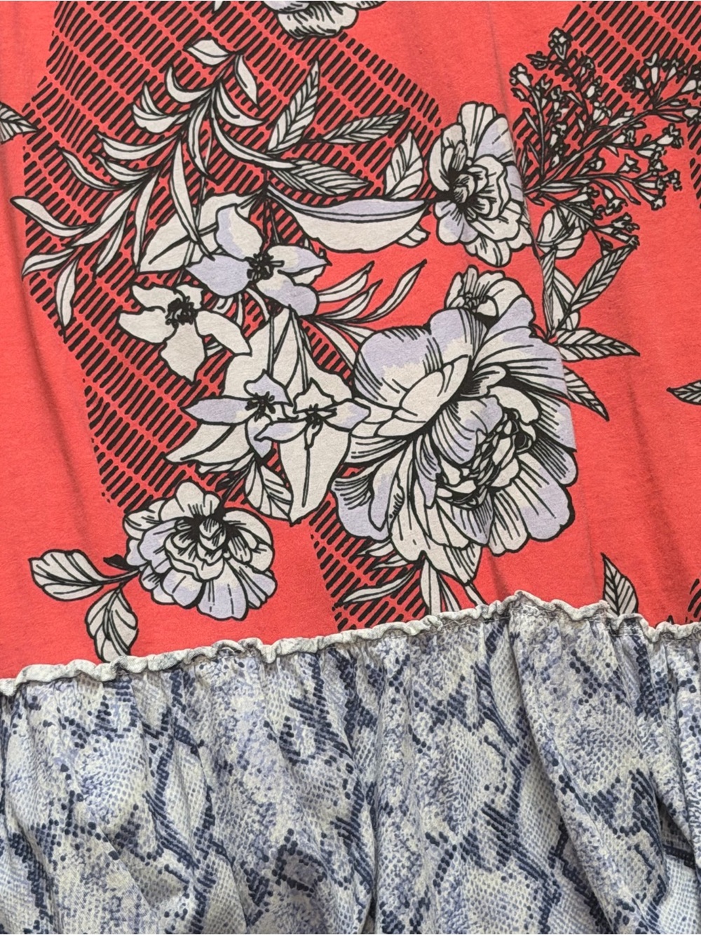 Daily Practice Coral Floral Snake Print Ruffle Maxi Dress Women’s Large Boho - Picture 2 of 8